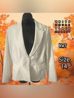 White House Black Market NWT Women's Signature Blazer Size 14 Reg Ecru